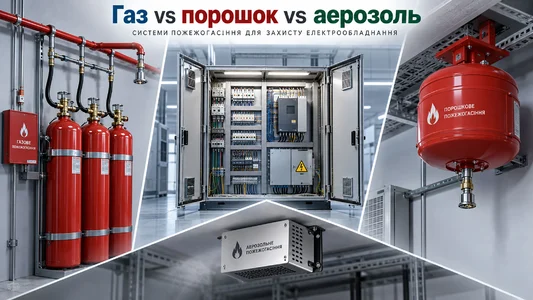 Газове, порошкове чи аерозольне пожежогасіння: що вибрати для електрообладнання