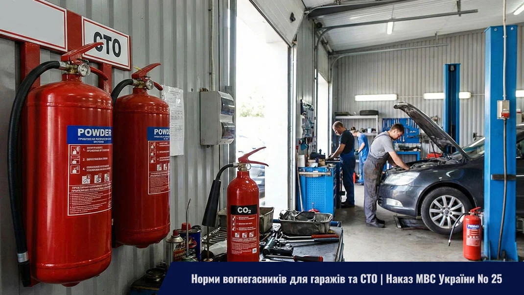 Нормы огнетушителей для гаражей согласно Приказу МВД Украины № 25
