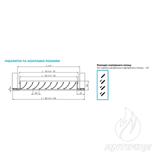 Декоративна алюмінієва решітка Вентс ОНФ/ОНФС  (фото 4)