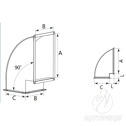 Відвід для прямокутного повітроводу AD-KRP  (фото 3)