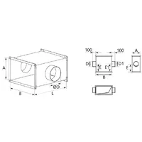 Хрестовина з круглими відводами для прямокутного повітроводу AD-KKO thumb-2
