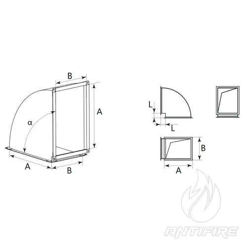 Відвід для прямокутного повітроводу AD-KP  (фото 2)