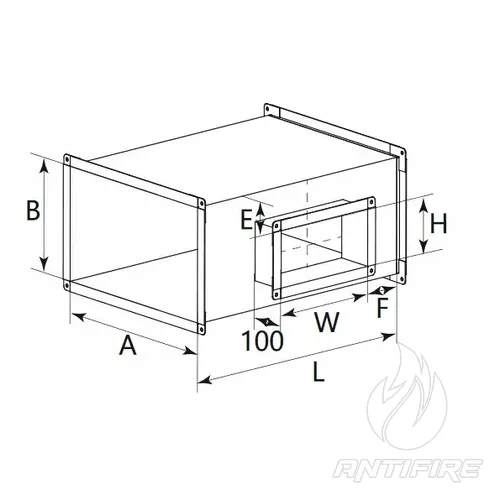 Трійник з прямокутним відводом для прямокутного повітроводу AD-TP  (фото 2)