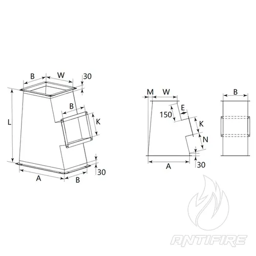 Трійник косий для прямокутного повітроводу AD-TKS  (фото 2)