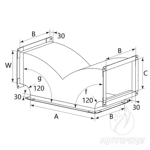 Трійник асиметричний для прямокутного повітроводу AD-TSH  (фото 2)
