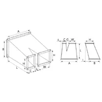 Трійник асиметричний штанообразный з перемінним перетином для прямокутного повітроводу AD-TSHP thumb-2