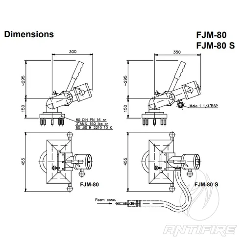 Лафетний ствол стаціонарний FJM-80  (фото 2)