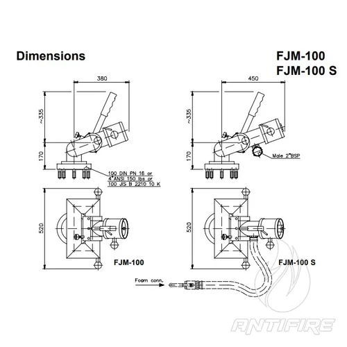 Лафетний ствол стаціонарний FJM-100  (фото 2)
