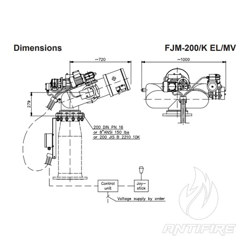 Лафетний ствол стаціонарний FJM-200 EL/MV  (фото 2)