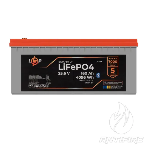 Акумулятор LogicPower LiFePO4 25,6V - 160 Ah BMS 200A 100А пластик LCD Smart BT 