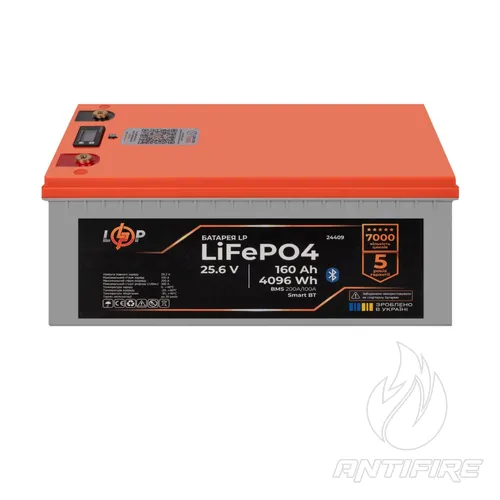 Акумулятор LogicPower LiFePO4 25,6V - 160 Ah BMS 200A 100А пластик LCD Smart BT  (фото 2)