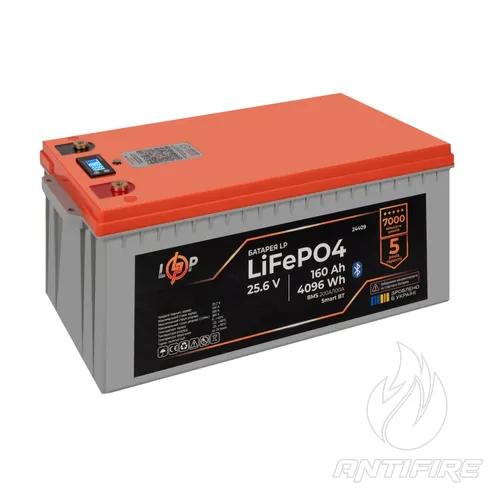 Акумулятор LogicPower LiFePO4 25,6V - 160 Ah BMS 200A 100А пластик LCD Smart BT  (фото 4)