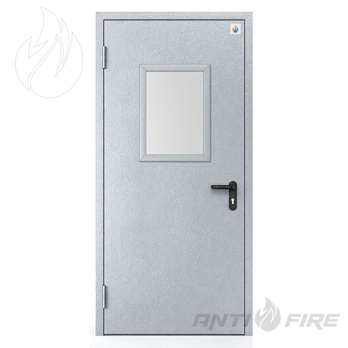 Двері протипожежні одностулкові металеві зі склінням EI60 