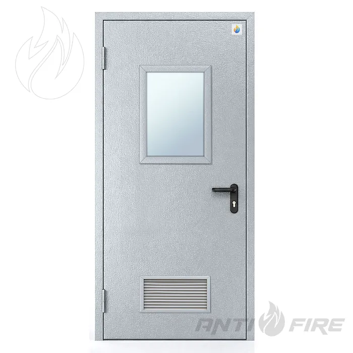 Двері протипожежні одностулкові металеві з вентеляційною решіткою EI60 