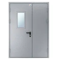 Двері протипожежні двостулкові нерівнопільні металеві зі склінням EI60 — Двері EI60