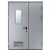 Двері протипожежні двостулкові нерівнопільні металеві з вентеляційною решіткою EI60 — Двері EI60