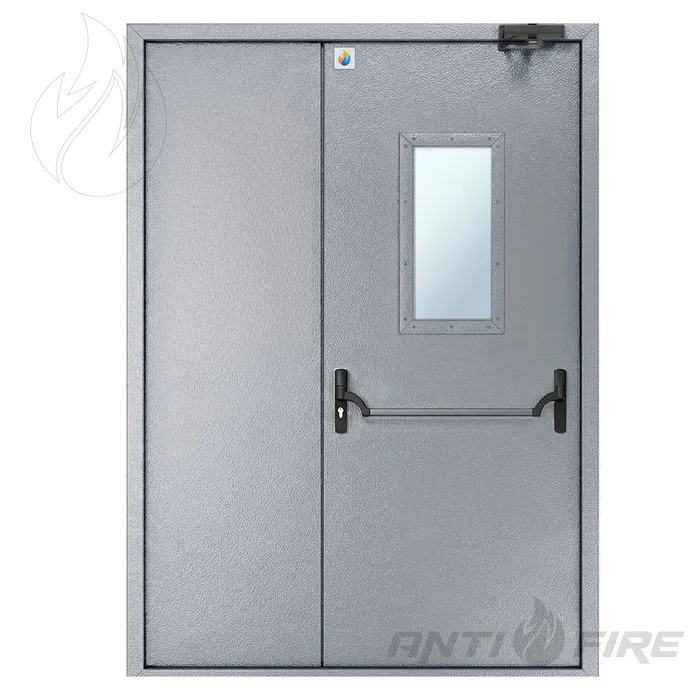 Двері протипожежні двостулкові нерівнопільні EI60  Антипаніка 