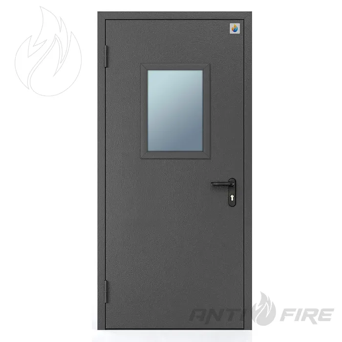 Двері протипожежні одностулкові металеві зі склінням EI30 