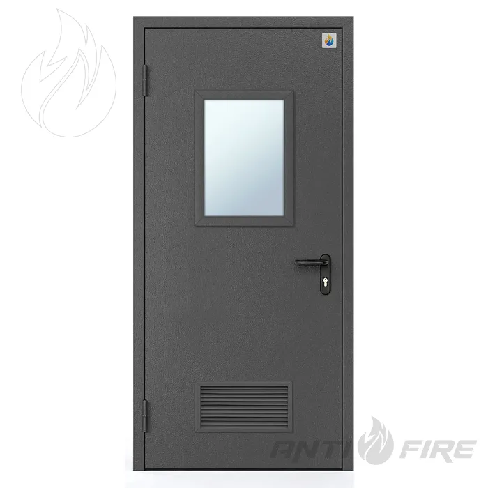 Двері протипожежні одностулкові металеві з вентеляційною решіткою EI30 