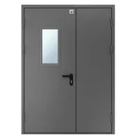 Двері протипожежні двостулкові нерівнопільні металеві зі склінням EI30 — Двері EI30