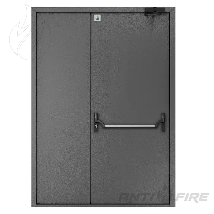 Двері протипожежні двостулкові нерівнопільні EI30  Антипаніка 