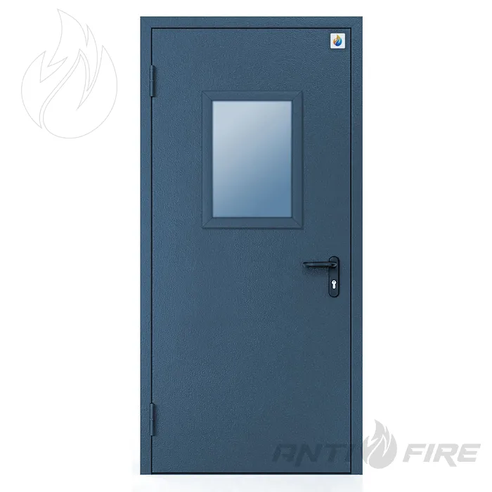 Двері протипожежні одностулкові металеві зі склінням EI90 