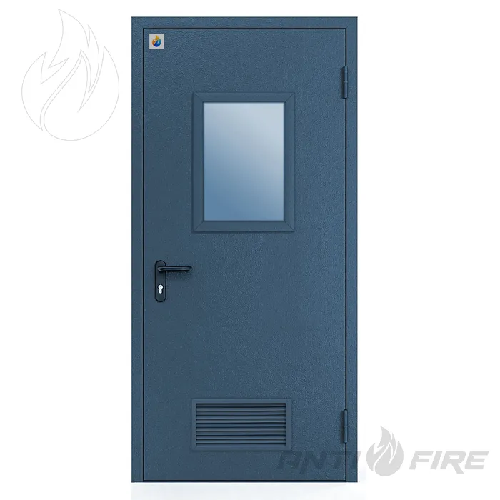 Двері протипожежні одностулкові металеві з вентеляційною решіткою EI90 