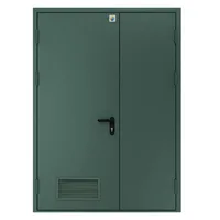 Двері протипожежні двостулкові нерівнопільні металеві з вентеляційною решіткою EI90 — 