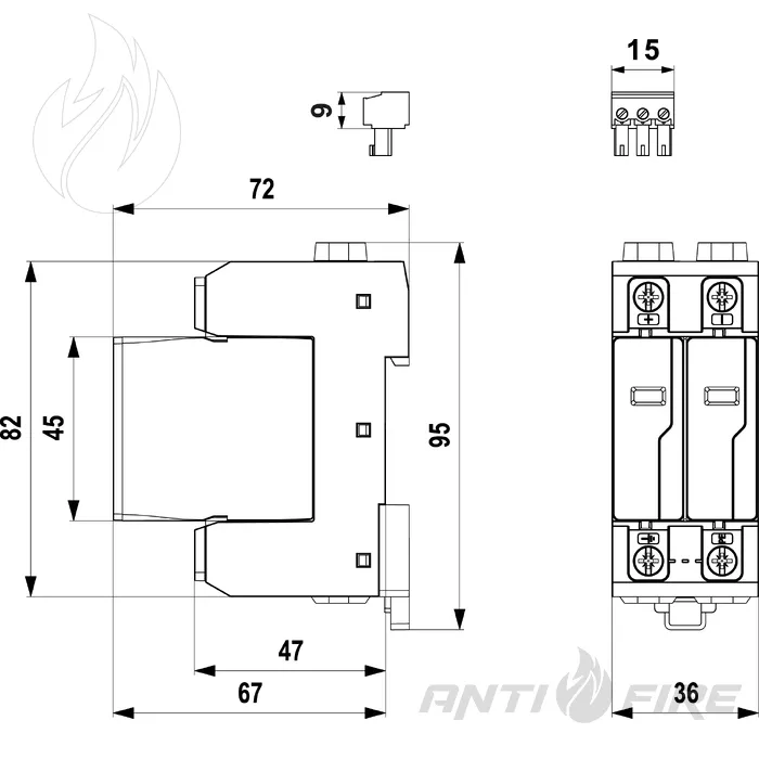 Обмежувач перенапруги ПЗІП SALTEK SLP-PV170 V/U  (фото 2)