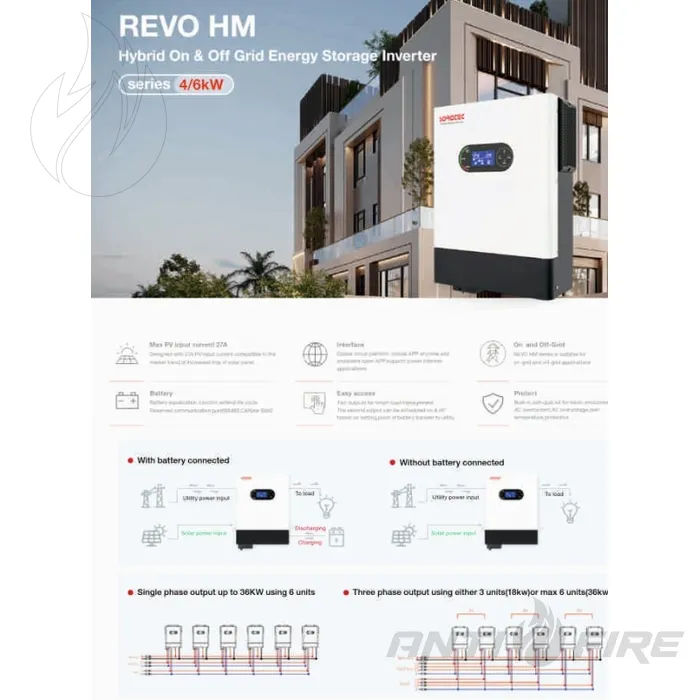 Гібридний сонячний інвертор SOROTEC REVO HM 6KW/48V  (фото 5)