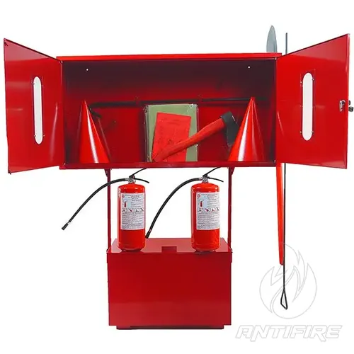 Стенд пожежний з щитом закритого типу стаціонарний (комплект 6) + 2 Вогнегасника порошкових ВП-5 (ОП-5) 