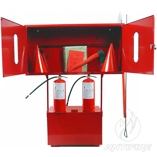 Стенд пожежний з щитом закритого типу стаціонарний (комплект 6) + 2 Вогнегасника порошкових ВП-6 (ОП-6) 
