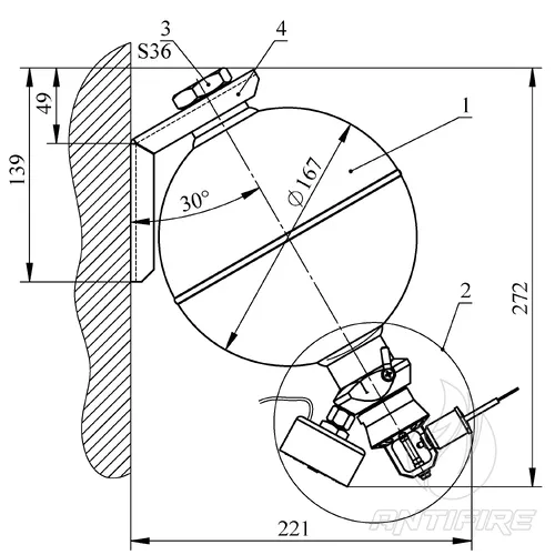 Модуль газового пожежогасіння Імпульс-2 зі стельовим кріпленням (МГП.І-2.Е.С)  (фото 4)