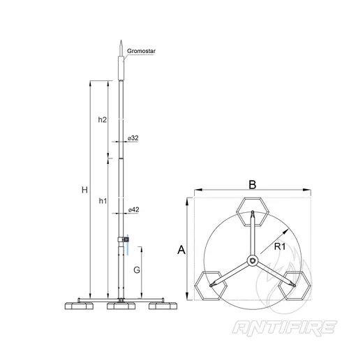 М-05/42 Щогла E.S.E. блискавкоприймача на тринозі  (фото 2)