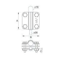 C-041 З'єднувач для стержня D16 та дроту/смуги thumb-3