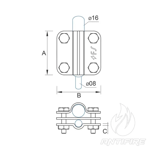 C-041 З'єднувач для стержня D16 та дроту/смуги  (фото 3)