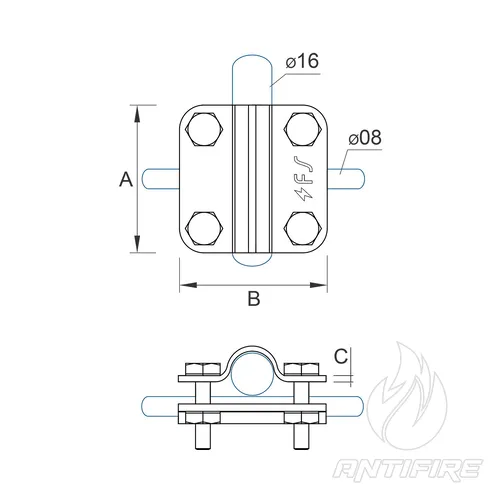 C-042 З'єднувач для стержня D16 та дроту/смуги  (фото 2)
