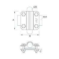 C-043 З'єднувач для стержня D16-20 та дроту/смуги В40 thumb-2