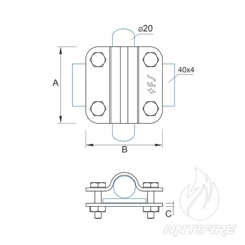 C-043 З'єднувач для стержня D16-20 та дроту/смуги В40  (фото 2)