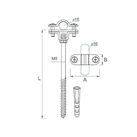 M-016 Тримач блискавкоприймача 16/10 з дюбелем та шпилькою thumb-2