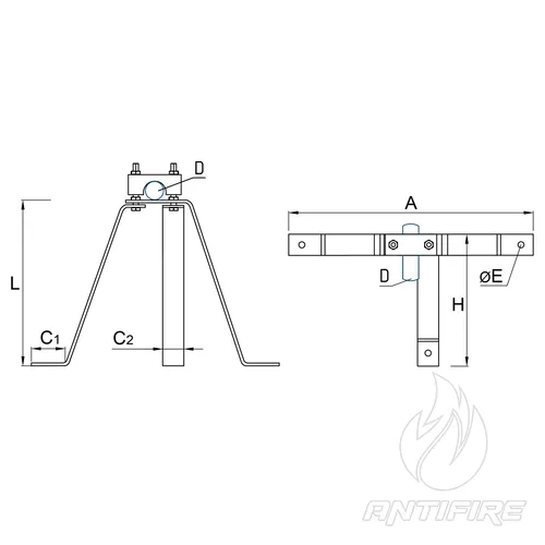 M-050 Тримач для щогли блискавкоприймача з опорою  (фото 2)