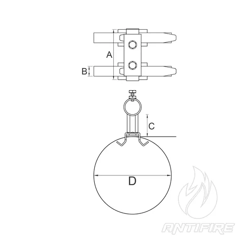 M-075 Тримач для щогли ø 30-40 мм до труби універсальний подвійний  (фото 2)