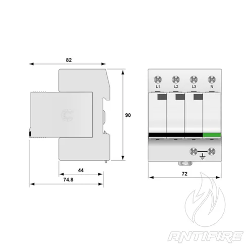 DS134R-280/G Пристрій захисту від імпульсних перенапруг Класів 1+2 (для 3Ф TN-S)  (фото 2)