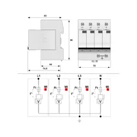 DS134R-280 Пристрій захисту від імпульсних перенапруг Класів 1+2 (для 3Ф TN-S) thumb-2