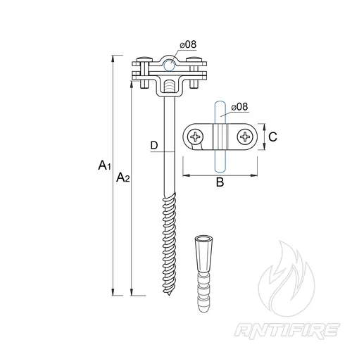 H-032 Тримач дроту металевий FLIP з дюбелем  (фото 2)