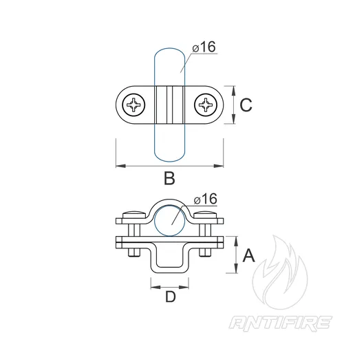 H-038 Тримач стержня D16 металевий  (фото 2)