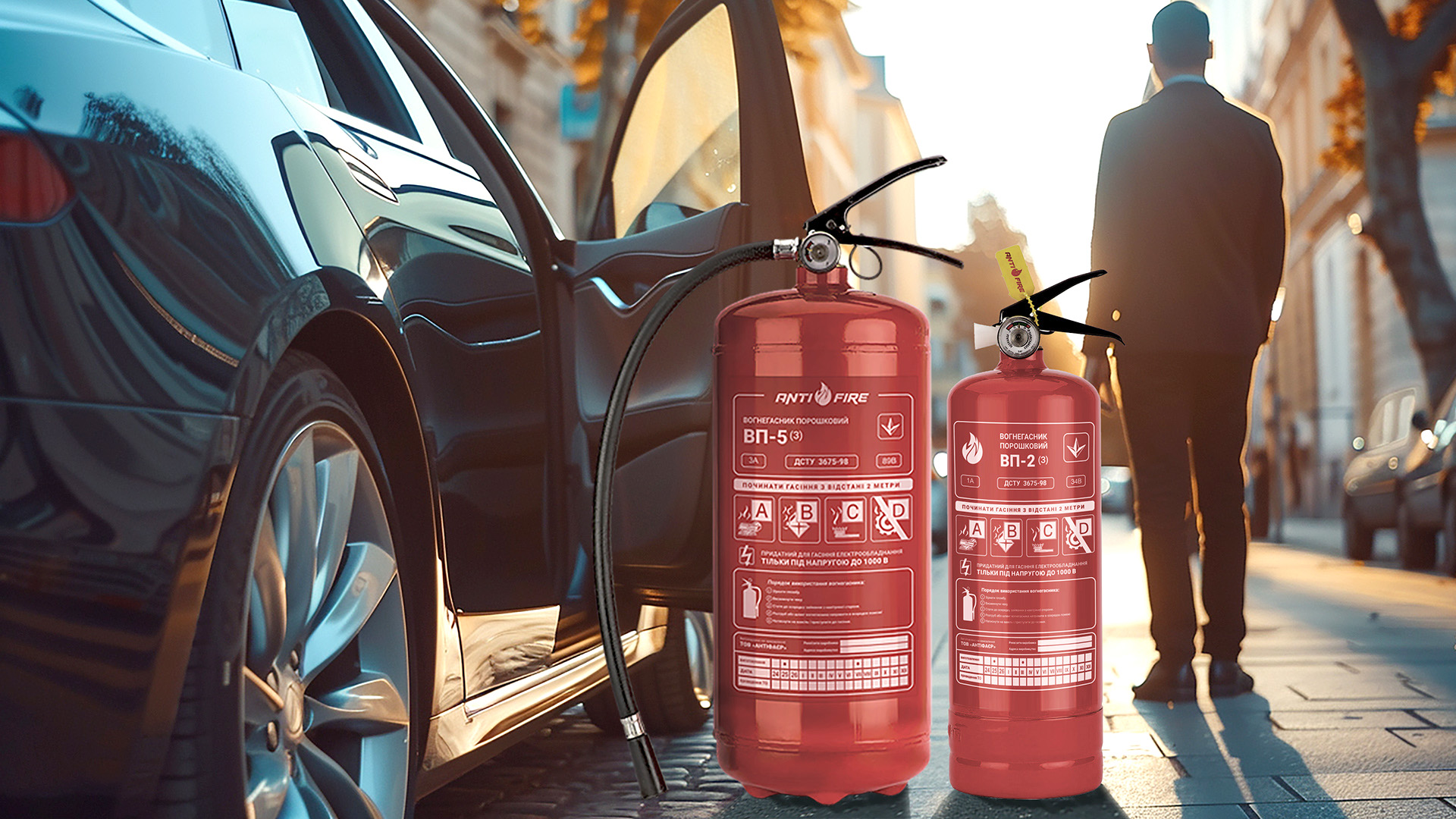 Порошковий вогнегасник 2 кг для легкового авто