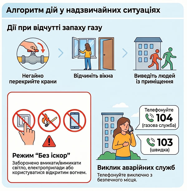 Порядок дій, якщо відчули запах газу в приміщенні