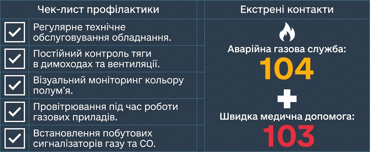 Чек-лист правил безпеки при користуванні газом