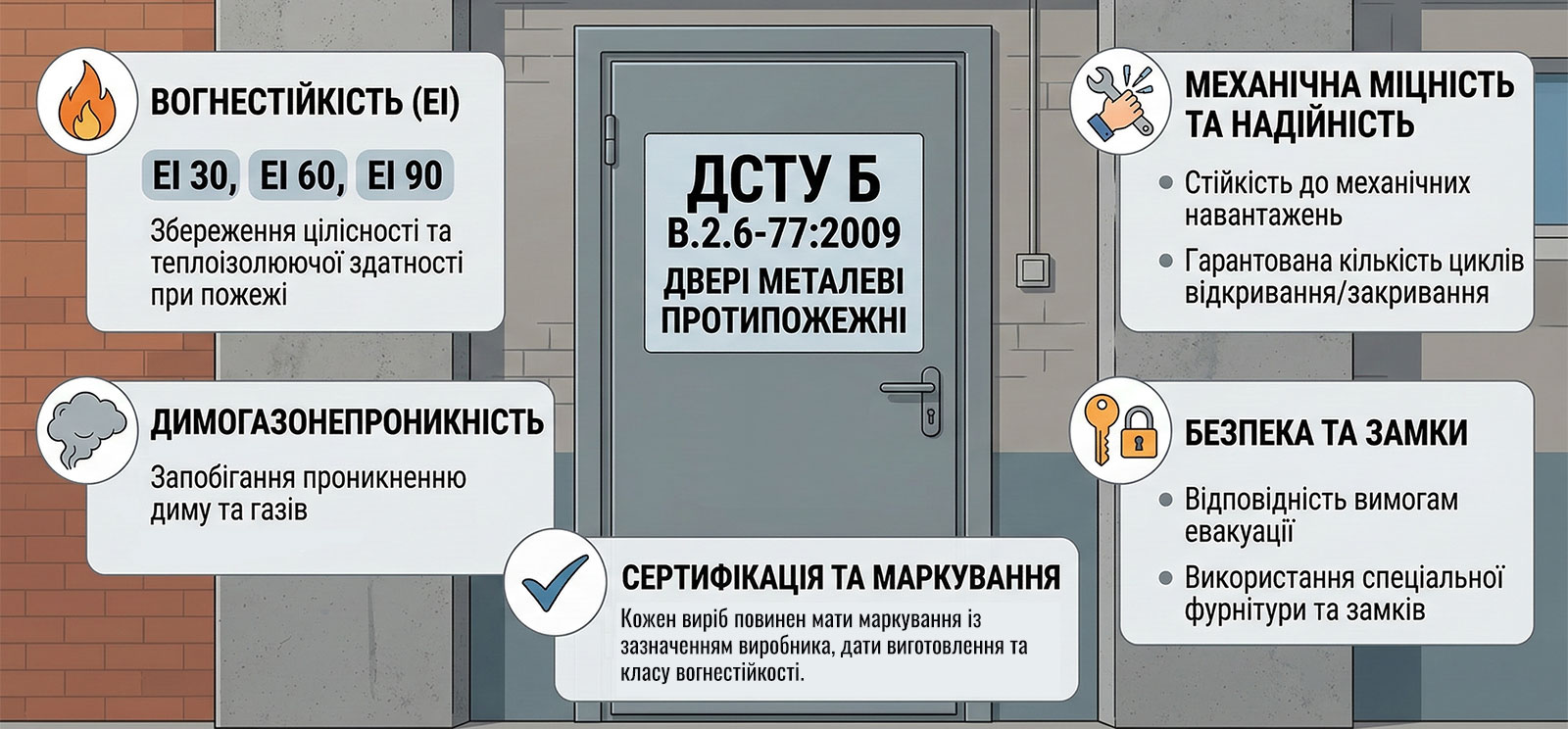 Двері металеві протипожежні. ДСТУ Б В.2.6-77:2009